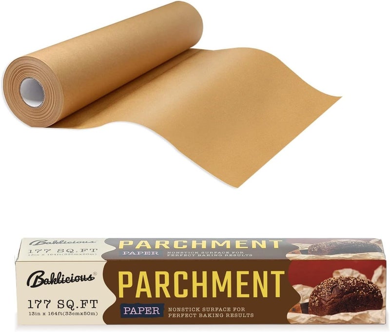 BAKLICIOUS Unbleached Parchment Paper Roll for Baking, 13 in x 242 Ft, 249 Sq.Ft, Baklicious Non-stick Baking Parchment Paper for Baking, Cookies, Bread, Oven, Air Fryer, Steamer, Baking paper - Image 1